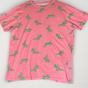 Iguana Mens T-Shirt XL Pink 100% Cotton Made In India All Over Print Summer Vibe